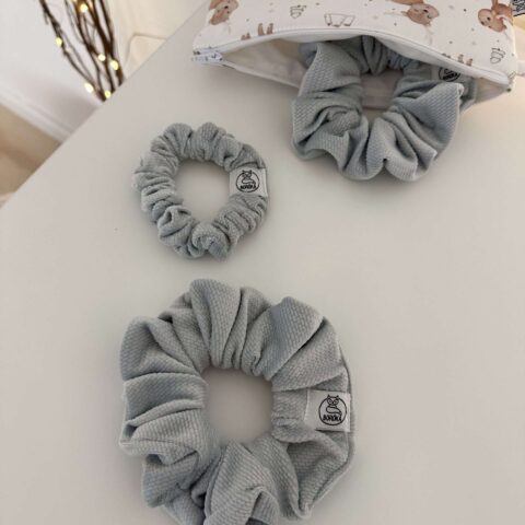 Scrunchie, kímélő hajgumi - Ezüst