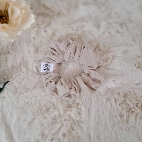 Scrunchie, kímélő hajgumi - Bézs (pamut)
